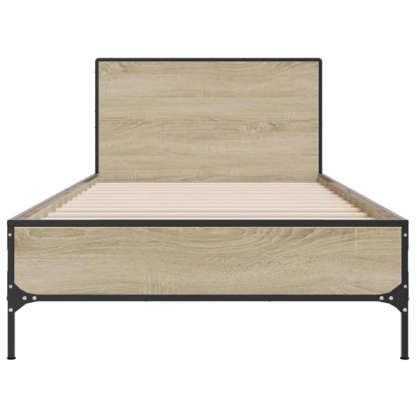 Bettgestell Sonoma-Eiche 90x200 cm Holzwerkstoff und Metall