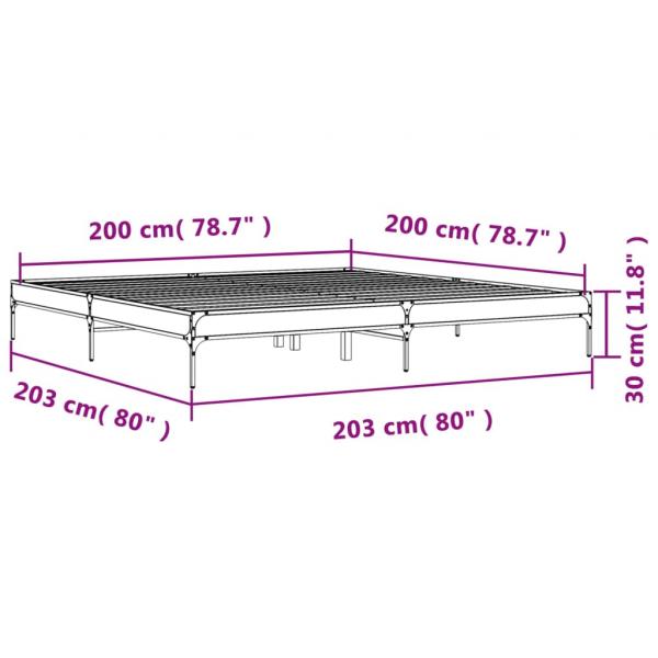 Bettgestell Braun Eichen-Optik 200x200 cm Holzwerkstoff Metall