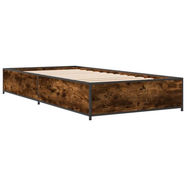 Bettgestell Räuchereiche 90x200 cm Holzwerkstoff und Metall