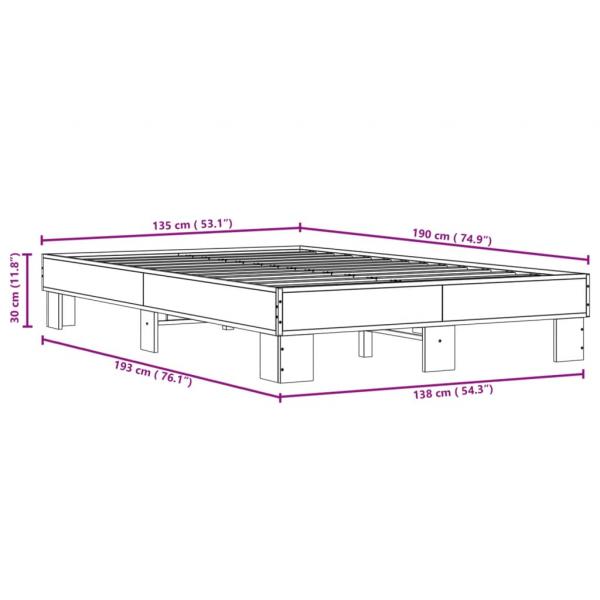 Bettgestell Braun Eichen-Optik 135x190 cm Holzwerkstoff Metall