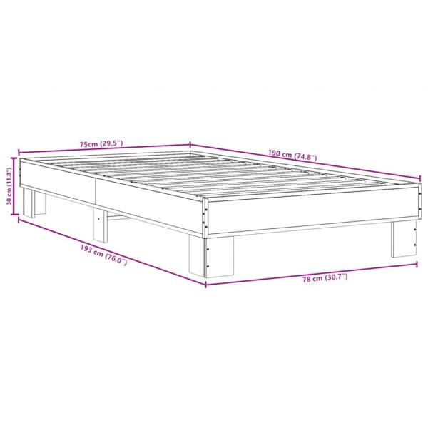 Bettgestell Grau Sonoma 75x190 cm Holzwerkstoff und Metall