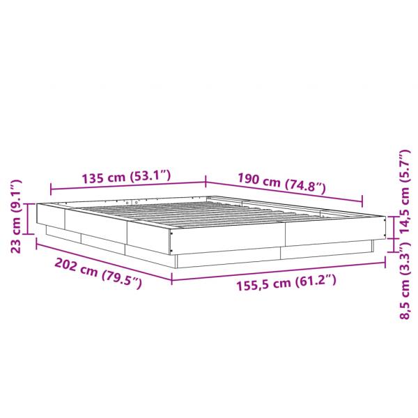 Bettgestell Räuchereiche 135x190 cm Holzwerkstoff