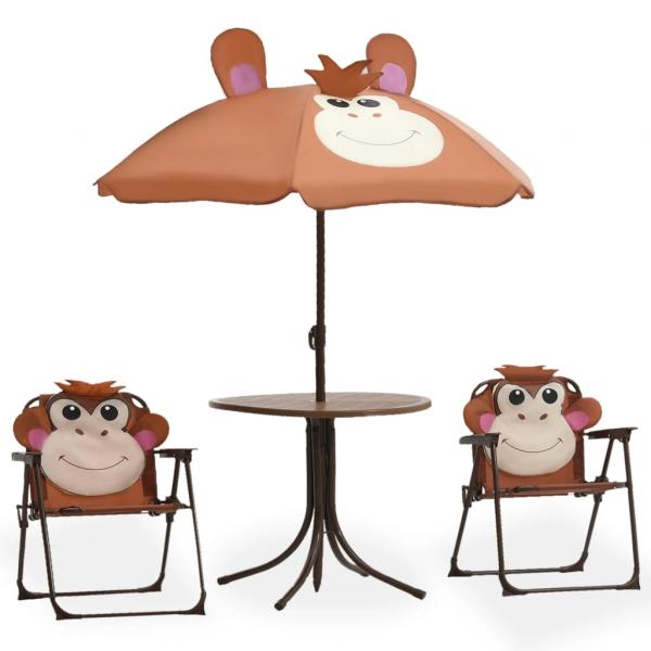 ARDEBO.de - 3-tlg. Garten-Bistro-Set für Kinder mit Sonnenschirm Braun