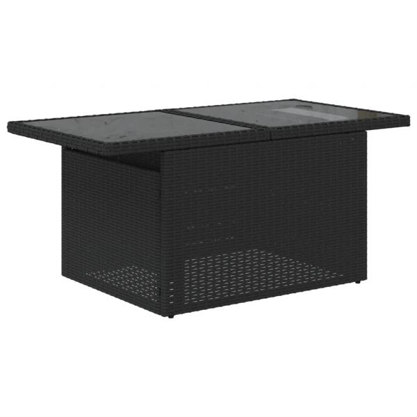 9-tlg. Garten-Sofagarnitur mit Kissen Schwarz Poly Rattan