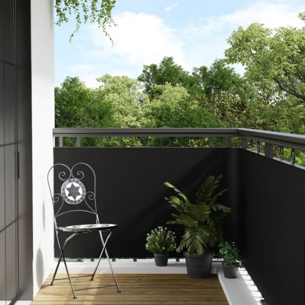 ARDEBO.de - Balkon-Sichtschutz Schwarz 600x90 cm Poly Rattan