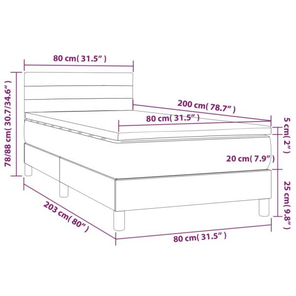 Boxspringbett mit Matratze Dunkelgrau 80x200 cm Samt