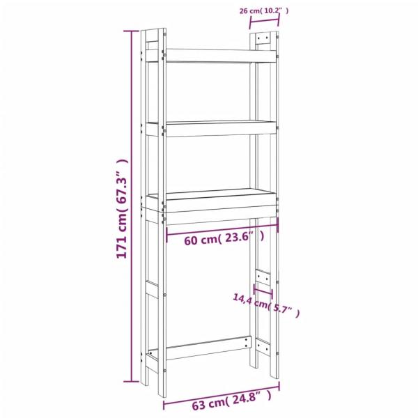 Toilettenregal Grau 63x26x171 cm Massivholz Kiefer