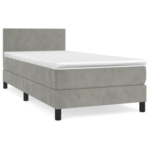 Boxspringbett mit Matratze Hellgrau 80x200 cm Samt