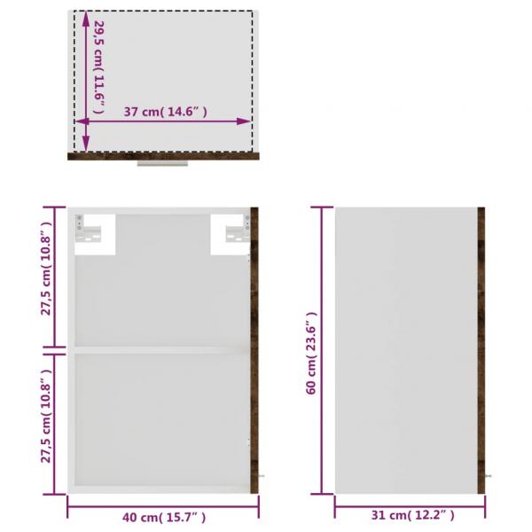 Hängeschrank Glas Braun Eichen-Optik 40x31x60 cm Holzwerkstoff