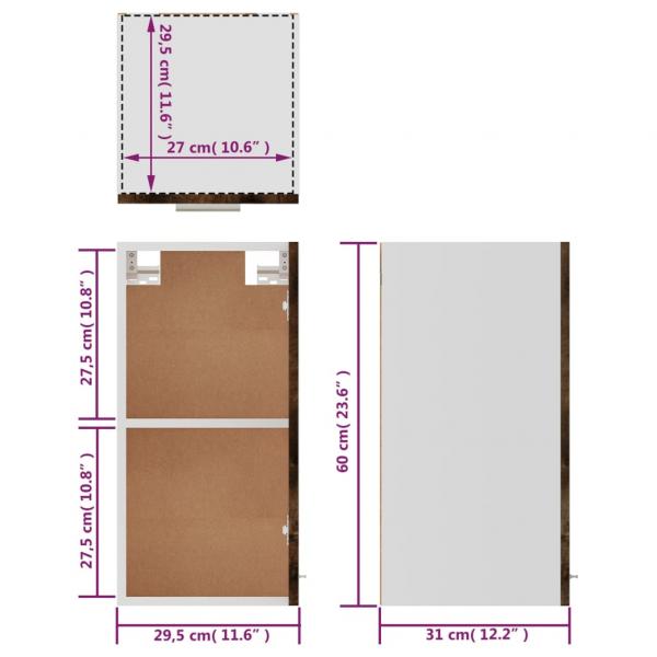 Hängeschrank Räuchereiche 29,5x31x60 cm Holzwerkstoff