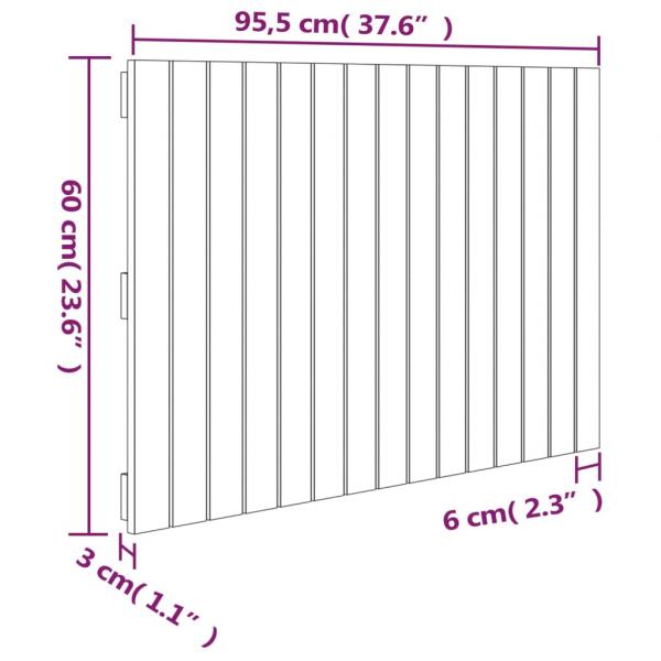 Wand-Kopfteil Grau 95,5x3x60 cm Massivholz Kiefer