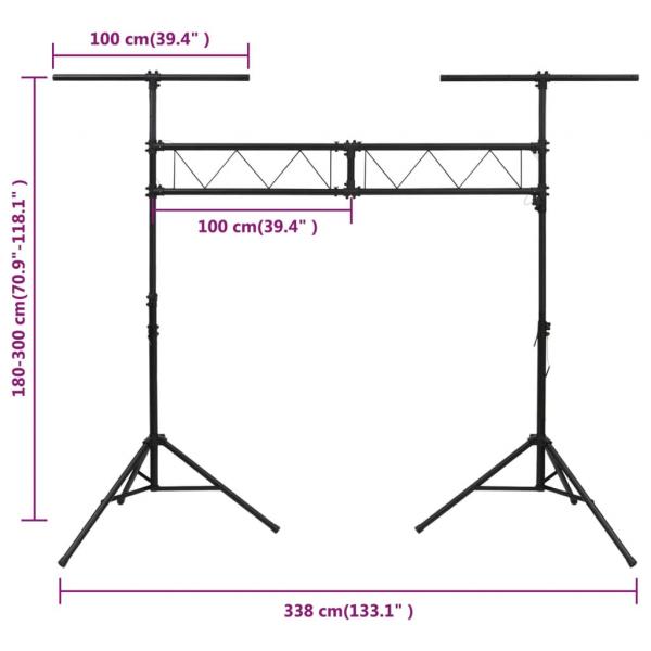 Leuchtenstativ Schwarz 338x115x(180-300) cm Stahl