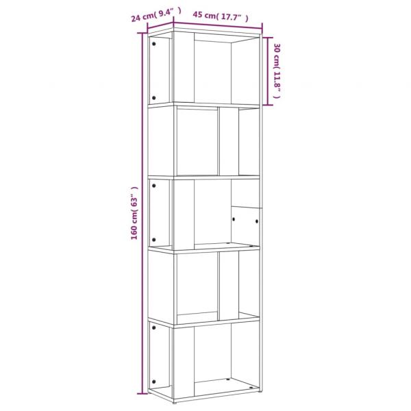 Bücherregal Räuchereiche 45x24x160 cm Holzwerkstoff