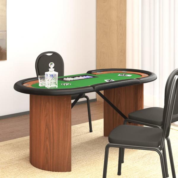 ARDEBO.de - Pokertisch Klappbar 10 Spieler mit Chipablage Grün 160x80x75 cm