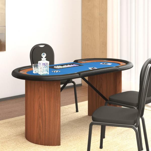 ARDEBO.de - Pokertisch 10 Spieler mit Chipablage Blau 160x80x75 cm