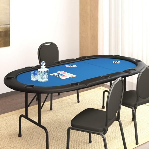 ARDEBO.de - Pokertisch Klappbar 10 Spieler Blau 206x106x75 cm