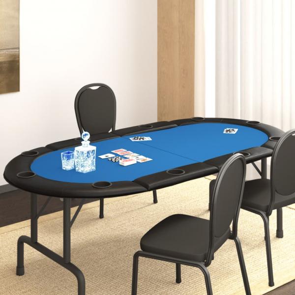 ARDEBO.de - Poker-Tischauflage Klappbar 10 Spieler Blau 208x106x3 cm