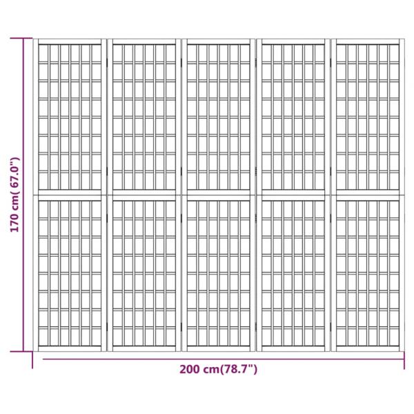 5-tlg. Paravent Japanischer Stil Faltbar 200x170 cm Weiß