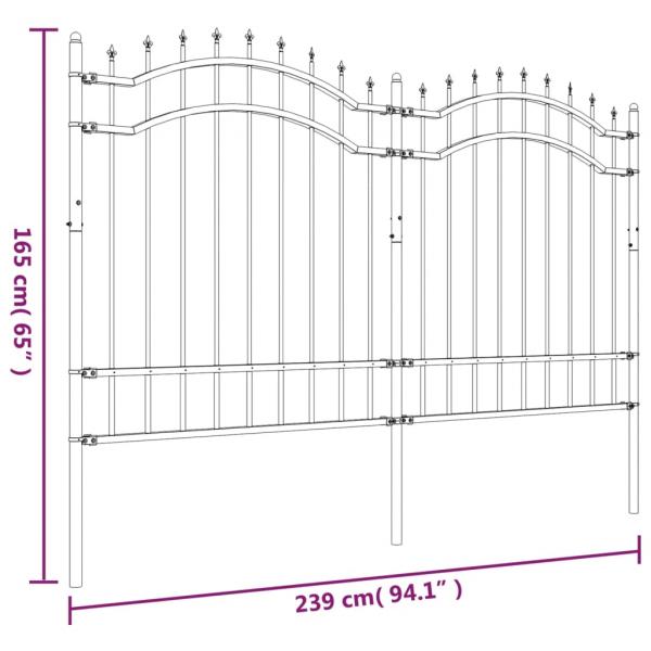 Gartenzaun mit Speerspitzen Schwarz 165 cm Stahl