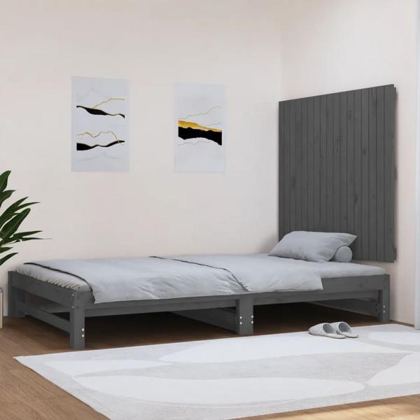 ARDEBO.de - Wand-Kopfteil Grau 108x3x90 cm Massivholz Kiefer