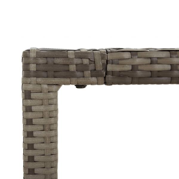 Gartentisch mit Holzplatte Grau 190x90x75 cm Poly Rattan