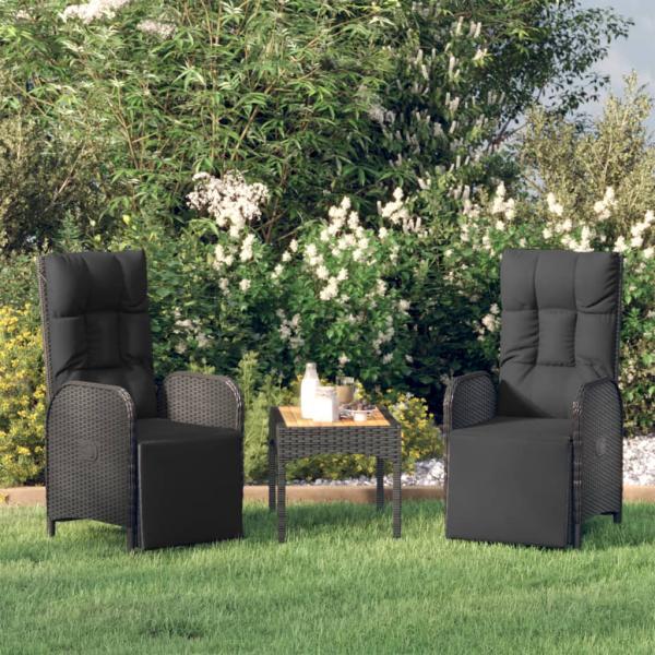 ARDEBO.de - Garten-Relaxsessel mit Kissen 2 Stk. Poly Rattan Schwarz