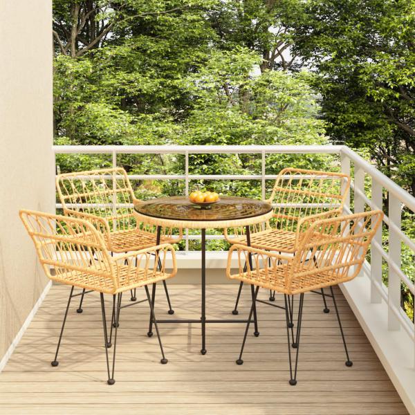 ARDEBO.de - 5-tlg. Garten-Essgruppe Poly Rattan