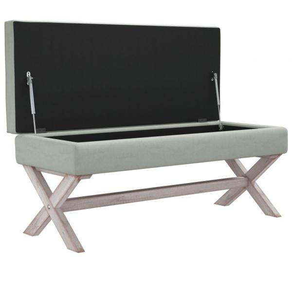 Hocker mit Stauraum Hellgrau 110x45x49 cm Samt