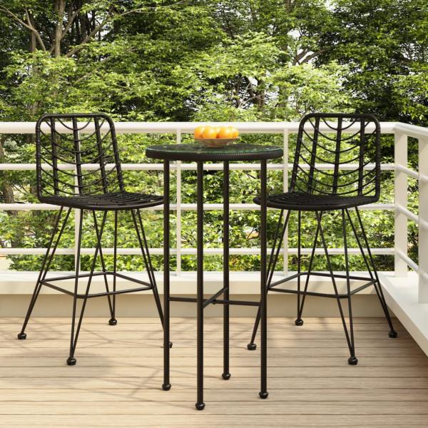 ARDEBO.de - Barhocker 2 Stk. Schwarz 45x56x103,5 cm PE-Rattan und Stahl