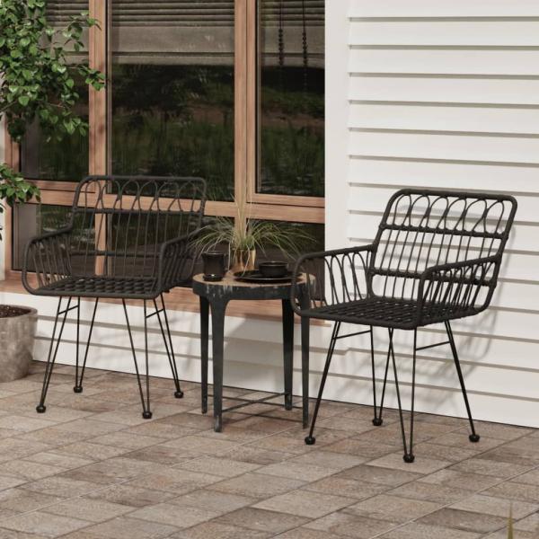 ARDEBO.de - Gartenstühle 2 Stk. mit Armlehnen Schwarz 56x64x80 cm PE-Rattan