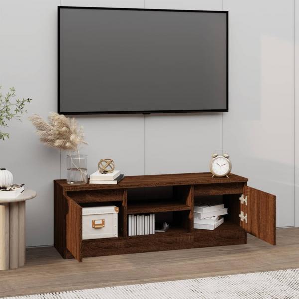 TV-Schrank mit Tür Braun Eichen-Optik 102x30x36 cm