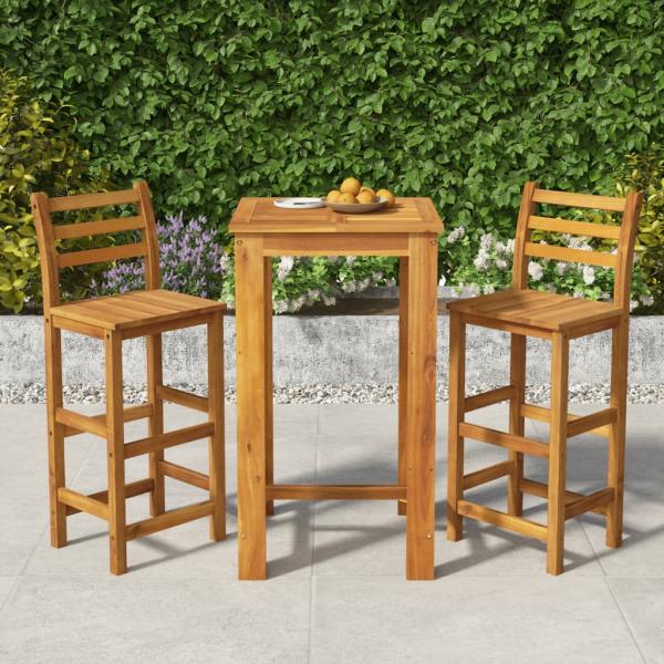 ARDEBO.de - 3-tlg. Gartenbar-Set Massivholz Akazie