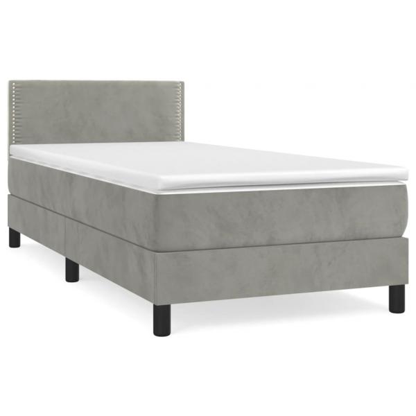 Boxspringbett mit Matratze Hellgrau 90x190 cm Samt