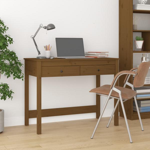 ARDEBO.de - Schreibtisch mit Schubladen Honigbraun 100x50x78 cm Massivholz