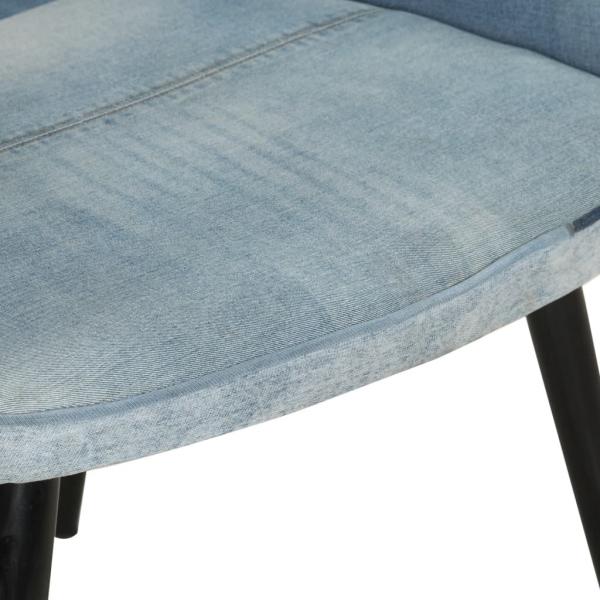 Sessel mit Hocker Blau Denim Patchwork Canvas