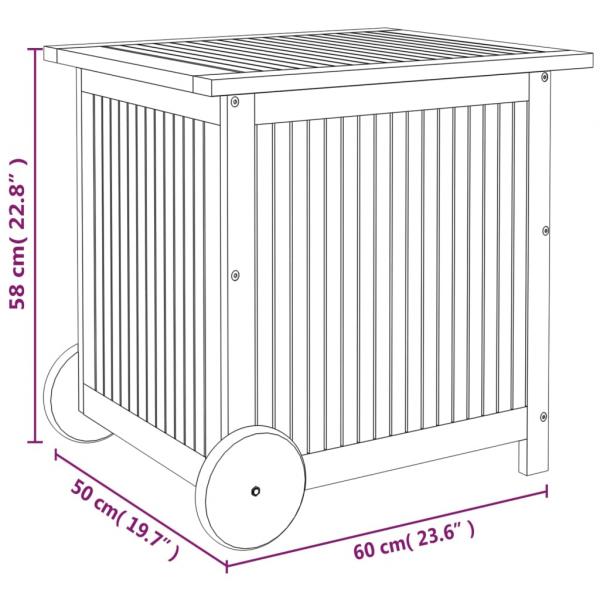 Gartentruhe mit Rollen 60x50x58 cm Massivholz Akazie 