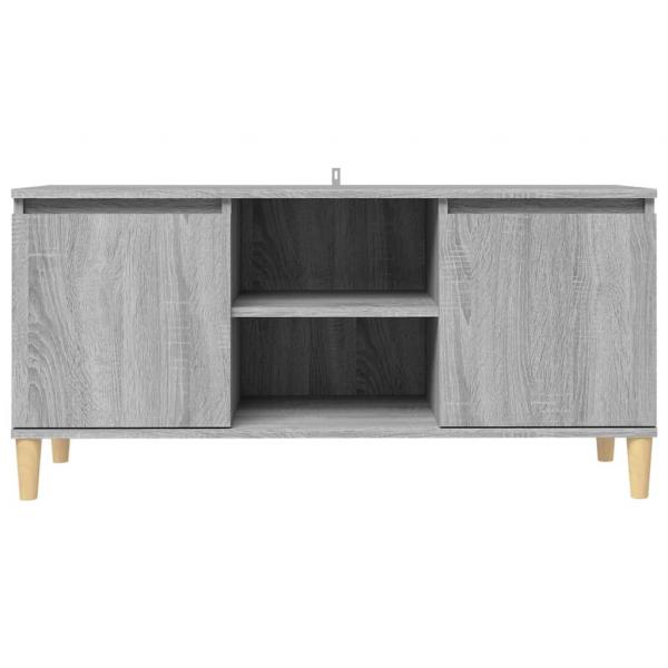 TV-Schrank mit Massivholz-Beinen Grau Sonoma 103,5x35x50 cm