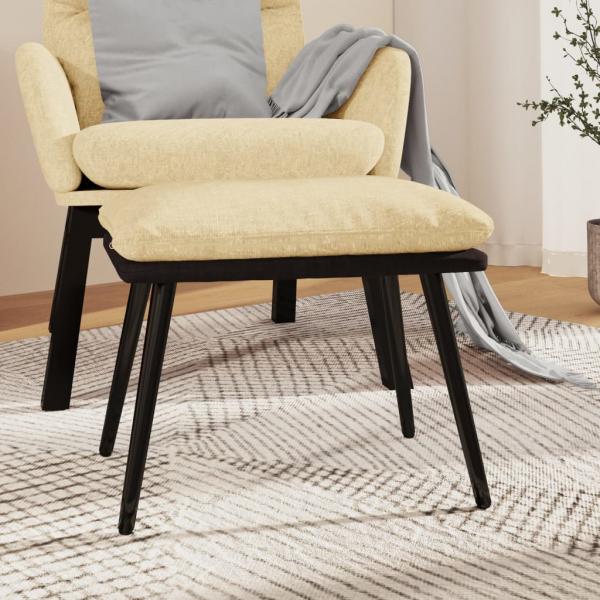 ARDEBO.de - Fußhocker Creme 45x29,5x35 cm Stoff und Kunstleder