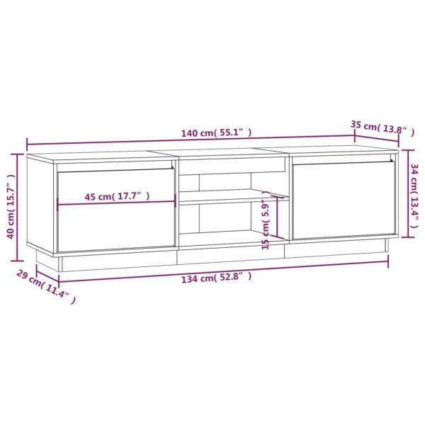 TV-Schrank 140x35x40 cm Massivholz Kiefer