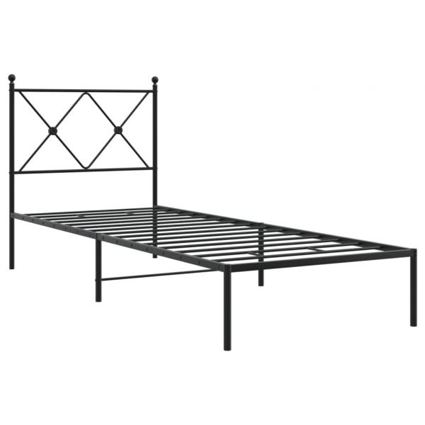 Bettgestell mit Kopfteil Metall Schwarz 75x190 cm