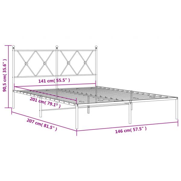 Bettgestell mit Kopfteil Metall Schwarz 140x200 cm