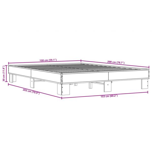 Bettgestell Sonoma-Eiche 150x200 cm Holzwerkstoff und Metall