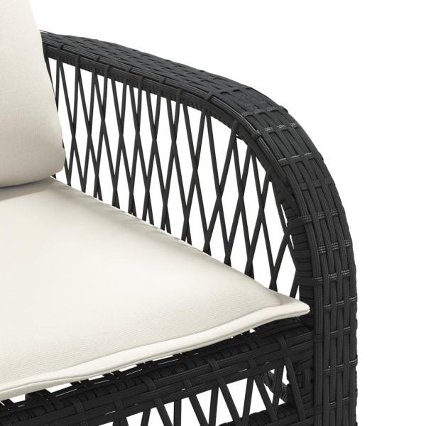 4-tlg. Garten-Sofagarnitur mit Kissen Schwarz Poly Rattan