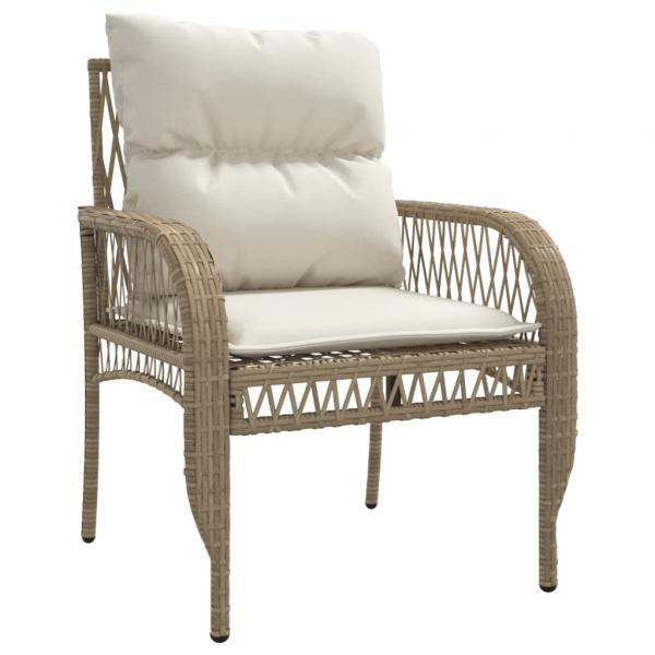 4-tlg. Garten-Sofagarnitur mit Kissen Beige Poly Rattan