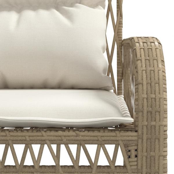 4-tlg. Garten-Sofagarnitur mit Kissen Beige Poly Rattan