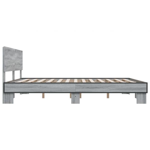 Bettgestell Grau Sonoma 200x200 cm Holzwerkstoff und Metall