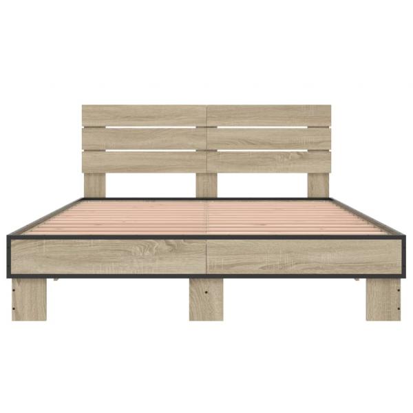 Bettgestell Sonoma-Eiche 135x190 cm Holzwerkstoff und Metall