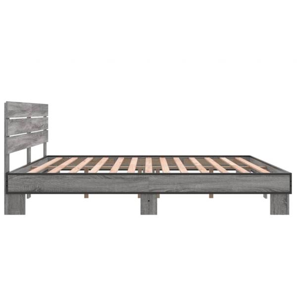 Bettgestell Grau Sonoma 180x200 cm Holzwerkstoff und Metall