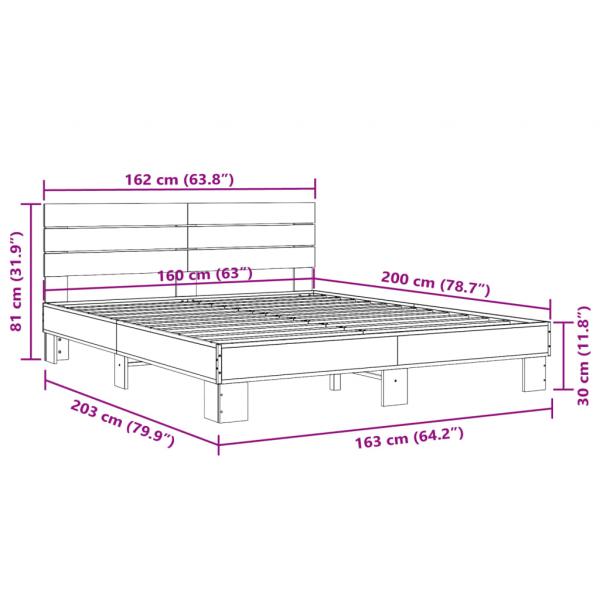 Bettgestell Schwarz 160x200 cm Holzwerkstoff und Metall