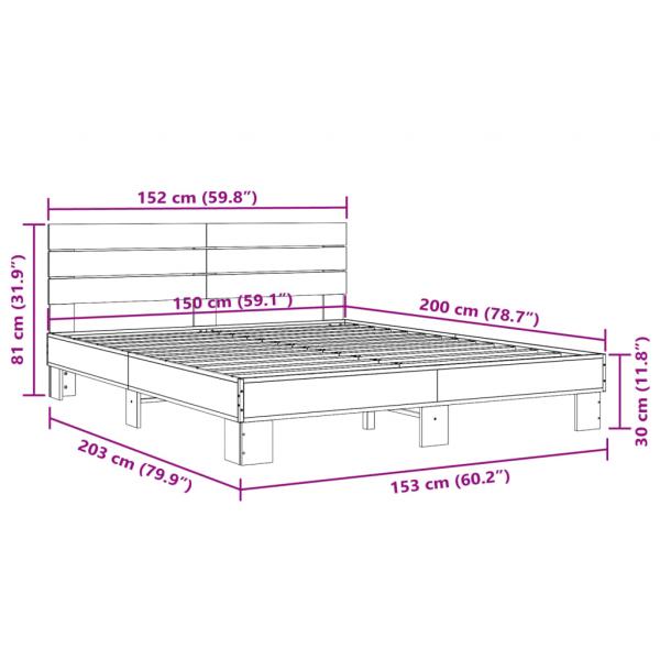 Bettgestell Schwarz 150x200 cm Holzwerkstoff und Metall